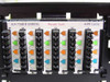 Lucent PatchMax patch panel close-up of IDC block wiring showing EIA T568B color-coded pairs and Power Sum 4-PR Cable labeling