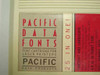 Pacific Data Products CF120 font cartridge label close-up showing Pacific Data Fonts branding and laser printer designation