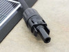 SoloPower SP1-95 MC4 female connector close-up — black connector body and pin receptacle