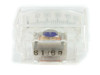 Modutec ME DVV 050 U panel meter rear view showing moving coil movement assembly and terminal connections