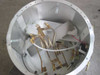 Water cooled bell jar chamber jacket – interior view showing RF coils, copper tubing manifold, and brass water fittings