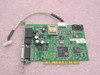 HP 5184-3448 PCI Modem Card – angled top view showing PCB components, modem transformer, main controller chip, and internal cable connector