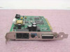 HP 5184-3448 Rev GB PCI fax modem card – angled front view showing bracket with RJ-11 LINE and PHONE jacks, 3.5mm audio jack, and DB-25 parallel port