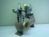 Brunner Engineering Air Station Tank rear/side view showing pneumatic fittings, tubing connections, water separator bowl, and yellow air hose