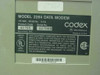 Motorola Codex 2264 Data Modem – bottom label showing model 2264, 115VAC 50/60Hz 0.5A, product code 41705, serial number 617008, Codex Motorola branding, Made in USA, UL and CSA marks, PASSED HI-POT sticker