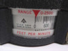 Bacharach Style 2500 close-up of analog scale label showing Range 0-2500, Feet Per Minute, Style 2500, Made in USA