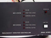Vindicator RMC-2100 front panel right section close-up showing Unit A Status and Unit B Status indicator lights (On Line, Front Panel Enable, Peripheral Control), Power Fail indicator, and Lamp Test button