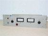 Physical Electronics PHI 20-025 Sample Heater Control front panel view showing analog voltage and current meters, voltage adjust knob, power switch, and high voltage on button
