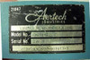 Aertech Industries S2604-2 label closeup — model number, serial number 29879, and contract number 07397SOCN20-808513-3