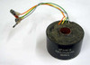Daytronic 2F4051B current transformer – front view showing toroidal body, 15mm through-hole bore, and color-coded wire leads