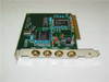 Volant Systems XV2530/4 Rev B PCI video capture card – angled three-quarter view showing four RCA composite inputs on rear bracket and Philips ICs