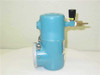 Cryogenic Associates R-141212-75 high vacuum container — opposite side view showing black needle valve, brass compression fitting, and 2.75-inch port flange at bottom left