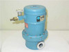 Cryogenic Associates R-219-81-649 high vacuum container three-quarter view showing full cylindrical vessel, side-mounted Nupro valve, Cryogenic Associates label, red caution label, and bottom vacuum port opening