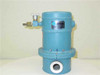 Cryogenic Associates R-219-81-649 high vacuum container front view showing blue cylindrical body, Nupro vacuum valve, Cryogenic Associates nameplate, and bottom vacuum port with white seal