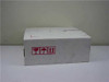 Closed white cardboard shipping box for Todd Products DMX-504-1205V power supply with fragile handling symbols