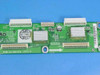 Samsung LJ41-02059A upper Y-buffer board – top-side view showing full PCB layout with capacitors, ICs, and white multi-pin connectors