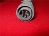 Close-up of multi-pin circular military-style power connector on the Photo-Sonics 4B sync motor cable end