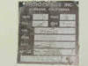 Photo-Sonics Inc. rating plate showing 120V, 1-phase, 60Hz, 1.18A, Type 35mm-4B, Wiring Diagram ZG-180, Burbank California