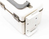Redlake 15-0001 – detail of bottom-left corner of case showing side-mounted aluminum mounting bracket and latch hardware