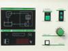 Taitec CL-300 Coolnit control panel close-up — flow monitor schematic, digital °C display reading FFF/---, WATER/ANTIFREEZE switch, POWER switch, TEMP SET knob, and SELECT button