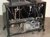 Elicon Ultradrive 600 base cabinet — rear open view showing internal wiring harness, motor assembly, power components, ribbon cables, and open chassis construction on casters