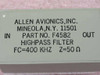 Allen Avionics Inc. Highpass Filter F4582