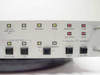 Varian VJW-2722H1 front panel right section — Heater Time Delay On, Auto, Manual, Local, Remote, High Voltage Off/Stby and On switches, Sum Fault, Ext Intlk, Hi RF and Lo RF alarm LEDs, Reset and LED Test buttons