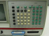 Gould Biomation K100D front keypad close-up showing RECORD and DISPLAY sections, alphanumeric green key array, INPUT A (Ch.0–7) and INPUT B connectors, and K100D Digital Logic Analyzer label