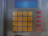Scientific Atlanta 7500 Video Receiver – front panel keypad closeup showing numeric keys 0–9, FREQ, MEM, CHAN, LCL keys, up/down arrows, and red indicator LEDs labeled ALM, L.O., VID, C/N, RMT
