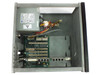 Intel KEIXP12EBAA Network Processor Evaluation Platform — internal top view showing ATX-style power supply, multi-slot PCI backplane with installed network processor board and 8x RJ45 port bank