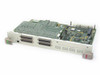 Cabletron 6E233-49 Ethernet module – top-down view showing full PCB and front faceplate with four Telco connectors