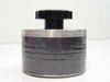 Lapping polishing weight – angled side view showing stacked rubber ring construction, stainless steel rim, and black top-handle knob