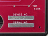 SV Probe C48-2 label detail showing Device No. field stamped DAS-2 and Serial No. field on top side of fixture