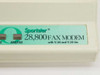 Close-up of US Robotics Sportster 28800 Fax Modem front panel label showing V.34 and V.32 bis standards