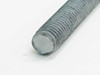 Close-up of end of galvanized 5/8"-11 all thread rod showing thread profile and flat tip