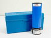 Perkin Elmer N066-1224 Electrodeless Discharge Lamp for Arsenic standing upright next to its blue plastic storage case