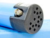 Close-up of the black base of the Perkin Elmer N066-1217 EDL lamp showing BNC connector and circular ventilation holes