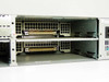 Cisco 3640 rear module bays open — two empty module slots visible with high-density connector backplane receptacles