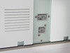 Kyocera Mita FS-9500DN rear interface panel close-up – dual USB-style interface ports on rear panel