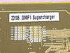 Close-up of '23106 DMP1 Supercharger' label affixed to the PCB rear side