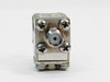 SMT I1316 RF coaxial isolator bottom port view showing single SMA female connector and mounting screws