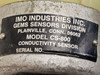 IMO Industries GEMS CS-800 Conductivity Sensor – nameplate label showing IMO Industries Inc., GEMS Sensors Division, Plainville CT, Model CS-800
