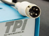 Close-up of Tele-Path Industries Inc. logo label and multi-pin DIN power connector on top of TPI 108-DS1 module