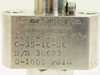 Precise Sensors 111-2-1000-01-G-35-10-B6 pressure transducer — close-up of engraved label showing part number 111-2-1000-01-G-35-10-B6, S/N 30693, and 0-1000 PSIG rating