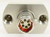 Precise Sensors 111-2-1000-01-G-35-10-B6 pressure transducer — end-on view of 6-pin gold-contact circular connector with red seal ring