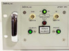 3dbm 70MDF-BRZ FM modulator plugin front panel close-up showing Tone, RF monitor BNC connectors, FM Modulator indicator, Operate/Calibrate switch, and green status LEDs