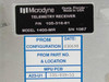 Microdyne 1400-MR rear label showing P/N 105-316-81, Model 1400-MR, Made in USA Ocala Florida, with PROM configuration and MPU PCB information