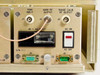 Second 3dbm 70MDF-GLW modulator plug-in rear panel showing identical BNC connector layout, IEC AC input with fuse pull, AC ON/OFF rocker switch, and DB9 serial connectors