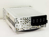 Microdyne 1400-MR Telemetry Receiver rear three-quarter view showing heatsink assembly, BNC connectors, RS-232 port, accessory port, and AC power inlet
