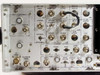 Microdyne 1400-MR rear panel BNC output section showing Ref OSC, AM Output, SDU Output, Record Output, Pre-D, CFM, Video, AGC, Scale, Zero, Logic, and LIN connectors